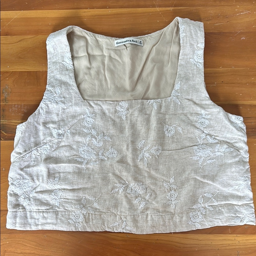 Abercrombie & Fitch Beige Embroidered Women's Top